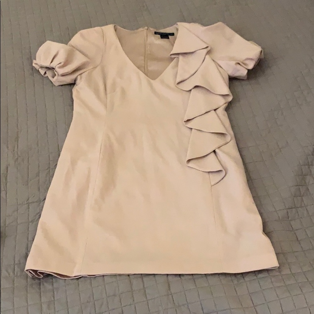 Blush pink party dress with shoulder pads